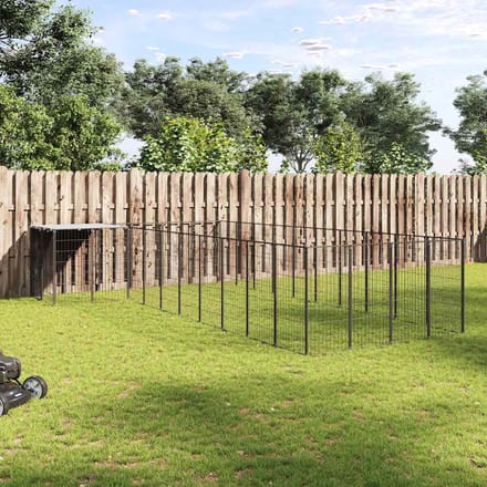 vidaXL - Hondenkennel - 13,31 - m² - staal - zwart