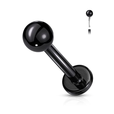 Piercing rond basis - push in - 0.8x6x2 mm - zwart - LMPiercings