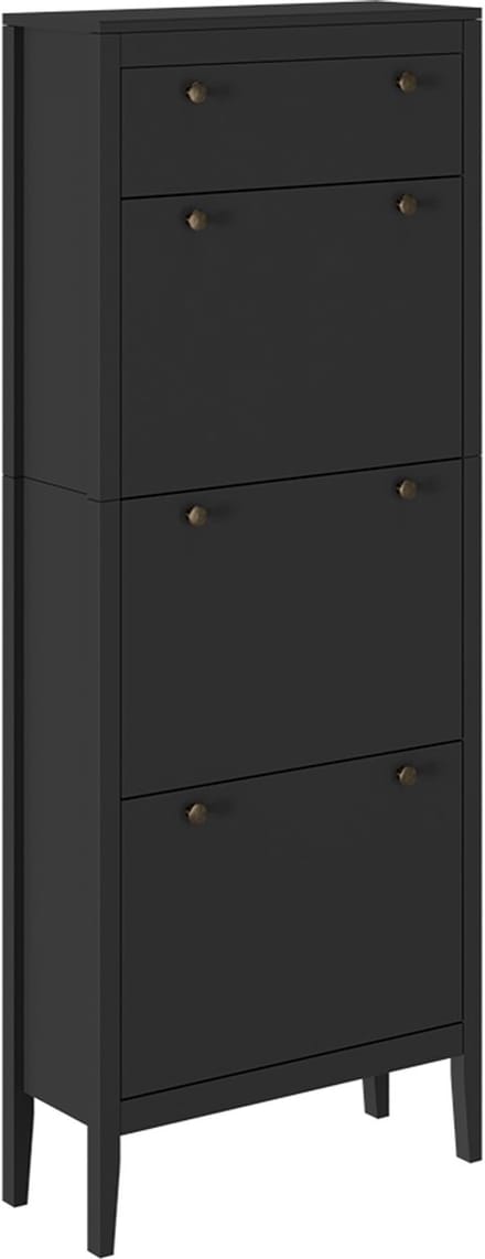 Vicco Aron Schoenenkast – 60 x 153 cm 3 compartimenten Zwart
