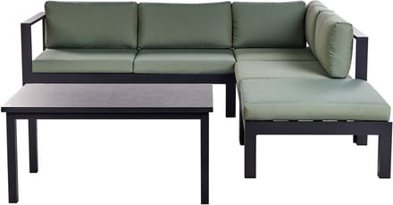 MESSINA - Loungeset voor 5 - Zwart/Groen - Aluminium
