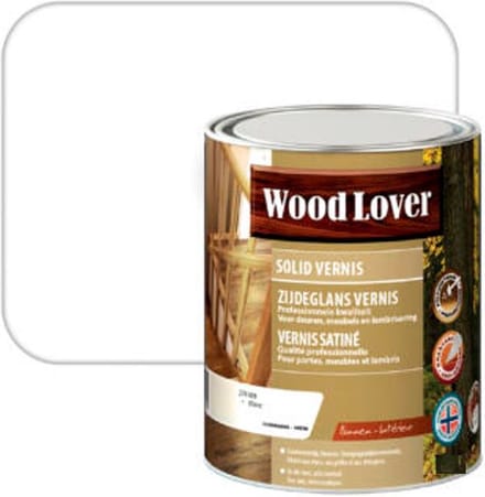 Wood Lover Solid Vernis - Krasvaste Decoratieve PU vernis - 270 Wit - 1 L