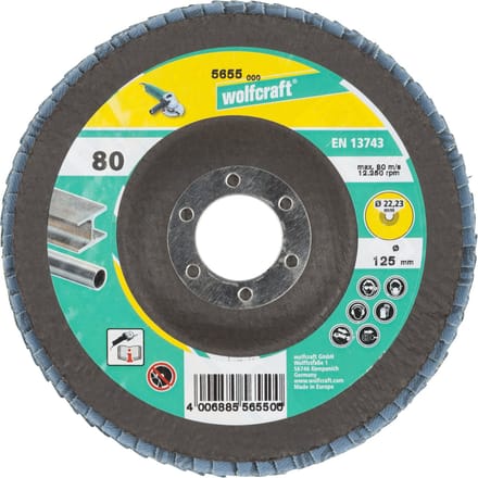 wolfcraft - Slijplamellenschijf Ø 125 mm - Lamellenschijf Korrel 80 - 5655000
