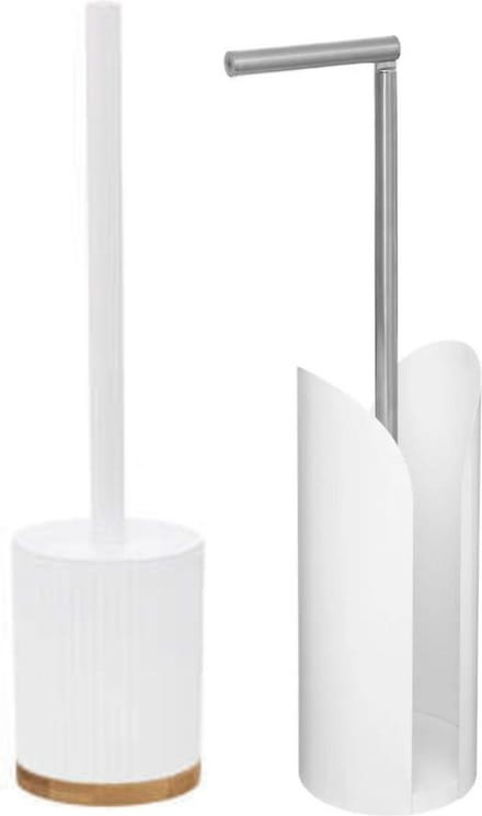 5Five - WC-borstel/Toiletborstel met toiletrolhouder set in het wit