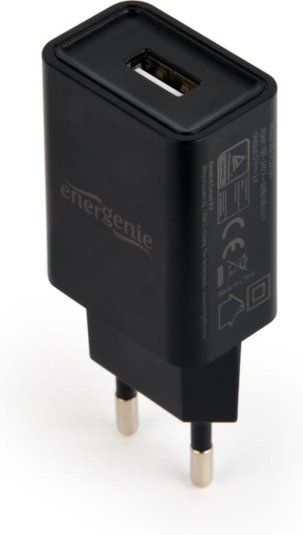 USB thuislader met 1 poort - recht - 2,1A / zwart