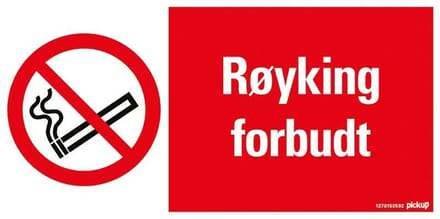 Pickup - RØYKING FORBUDT - conform NEN-EN-ISO 7010 bord 30x15 cm