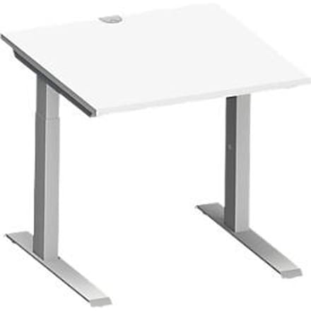 Schäfer Shop Genius MODENA FLEX bureau, C-poot rechthoekige buis, B 800 x D 800 mm, wit/wit aluminium