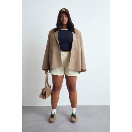 Dames Boohoo Basics Plus Essential Oversized Dubbelkoloms Blazer | Mocha | Maat: 16
