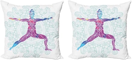 ABAKUHAUS Chakra Kussenhoes – 2x40x40 cm – Dubbelzijdig Druk – Microfiber