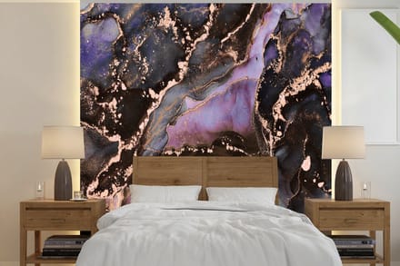 Behang - Fotobehang Marmer - Goud - Roze - Breedte 220 cm x hoogte 220 cm