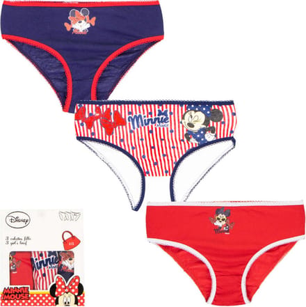 3 Pack Meisjes slips - Minnie Mouse - Marineblauw-Rood/streep-Rood - Maat 6/8 jaar