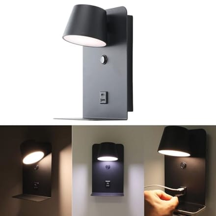 Draaibare led-wandlamp 6W met USB oplaadpoort en instelbare kleurtemperatuur
