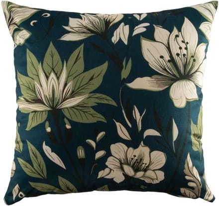 Tiseco - Kussen (gevuld) - Bloementekening print - 45x45 cm, groen