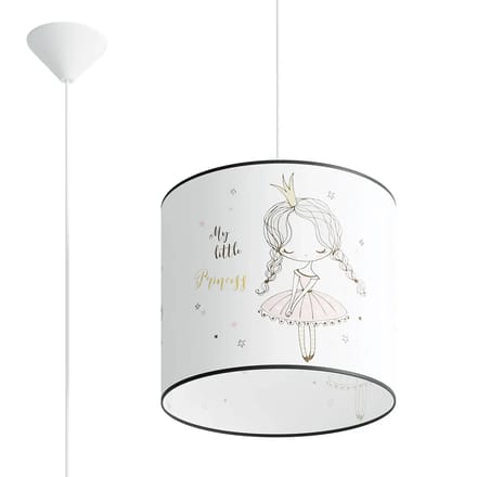 Hanglamp PRINCESS 30 met prinsessenprint voor de kinderkamer - Sollux Lighting - IP20 - Veelkleurig pvc behuizing - 30 x 30 x 95 cm - 1 x E27 LED, exclusief lichtbron - Max. 15 W - Moderne hanglamp voor gang, kinderkamer en slaapkamer
