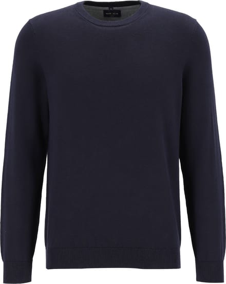 MARVELIS modern fit trui katoen - O-hals - marine blauw
