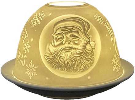 Clayre & Eef Waxinelichthouder Ø 12x8 cm Wit Porselein Kerstman