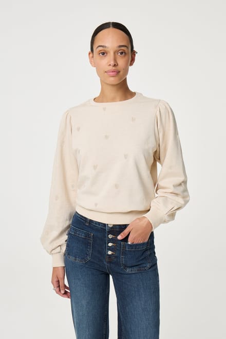 Fabienne Chapot Dina Sweater Oatmeal Melange Maat: S | Sweaters Outlet | Dames | Beige