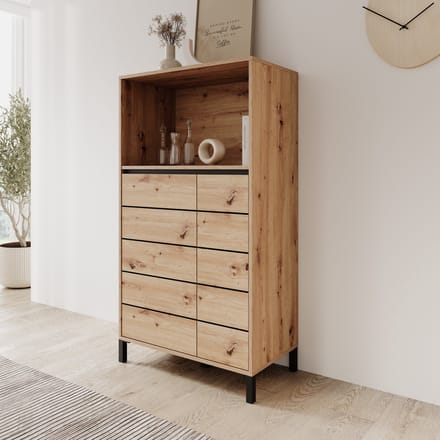 Meubella - Montellini - Dressoir - Eikenpatroon - 74x40x135 cm