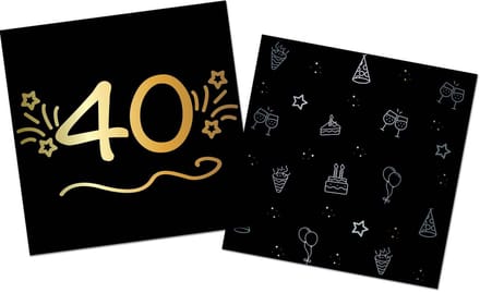 Folat - Servetten - shining glam 40 jaar - 16 stuks - 33 x 33 cm