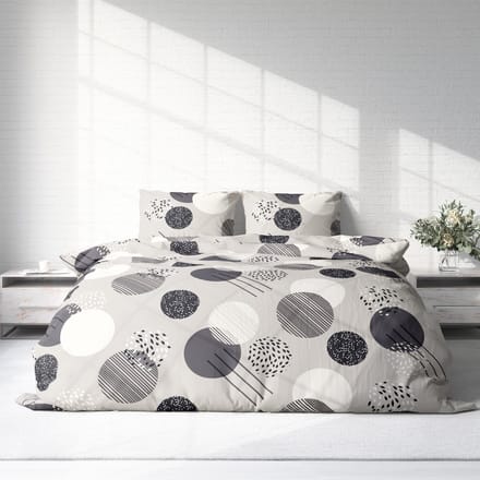 Dekbedovertrek 100% Katoen Premium - 240 x 260 cm - Extra breed - Bollen Beige