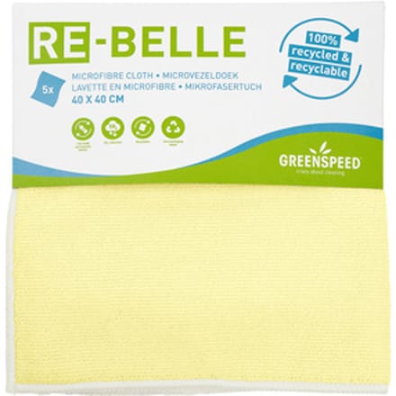 Re-belle Geel - Microvezeldoek van gerecycled PET - 5 per pack