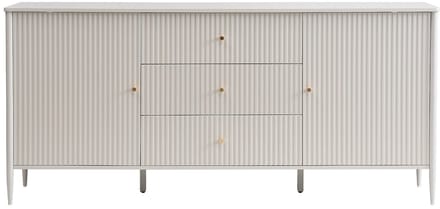 Vente-unique Dressoir 2 deuren en 3 lades in MDF - Beige en goud - CALITARO