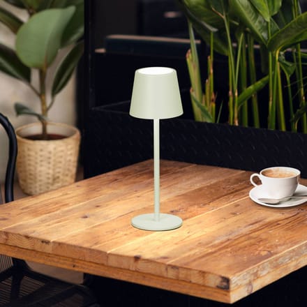 FH Lighting LED tafellamp Roxi, mintgroen, metaal, IP54, dimbaar