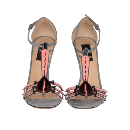 Valentino Love Blade T-band Sandalen In Grijs Suède - '10s