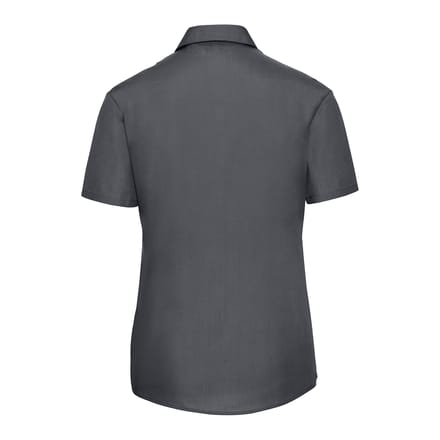 Russell Collection Dames/Dames Poplin Easy-Care Overhemd met Korte Mouwen (Konvooi Grijs)