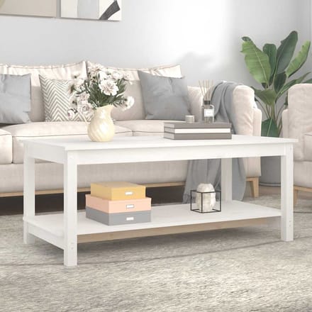 vidaXL - Salontafel - 110x55x45 - cm - massief - grenenhout - wit