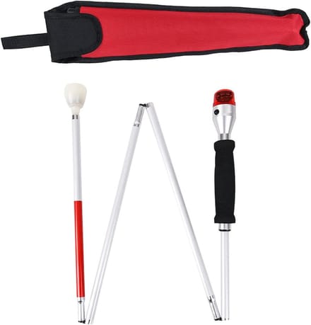 Blindenstok， Folding Cane for the Blind with Audible and Visual Voice Alarm Folding Cane Portable Walking Stick for the Visually Impaired