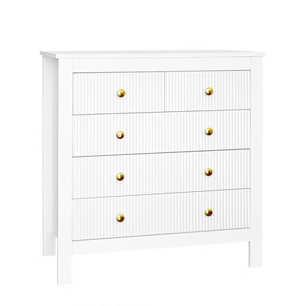Sideboard Dressoir Opbergkast – met 5 Gestructureerde Laden - Wit