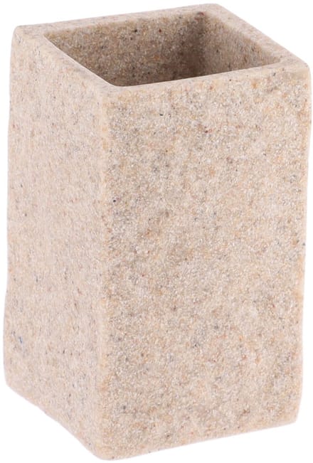 Tendance Badkamer tandenborstelbeker Ruby - creme - steen look - kunststof - D6 x H10 cm