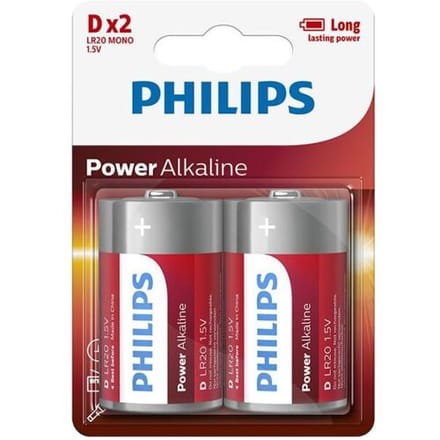 Philips Power Alkaline D Batterijen 1.5v-2 Stuks (Diversen) Nieuw