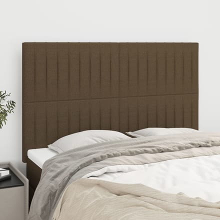 vidaXL - Hoofdbord - donkerbruin - 144x5x118/128 - cm - stof