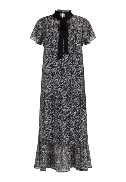 Faina Midi-jurk van chiffon Dames zwart wit