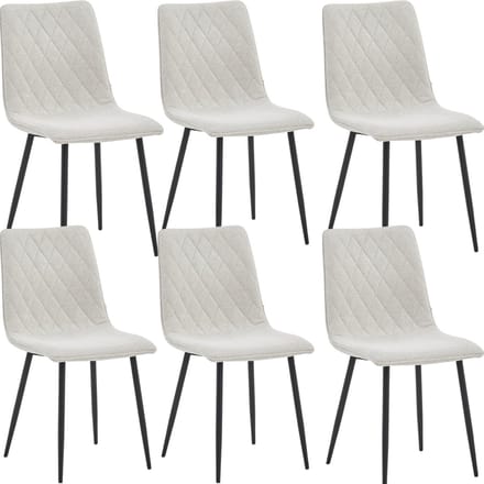 Colenis® - Elise Eetkamerstoel - Set Van 6 - Gebroken Wit - Linnen Stof - Industrieel