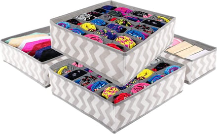 Springos Lade Organizer Kast en Badkamer - 4 Stuks - Verschillende Afmetingen - Grijs Patroon