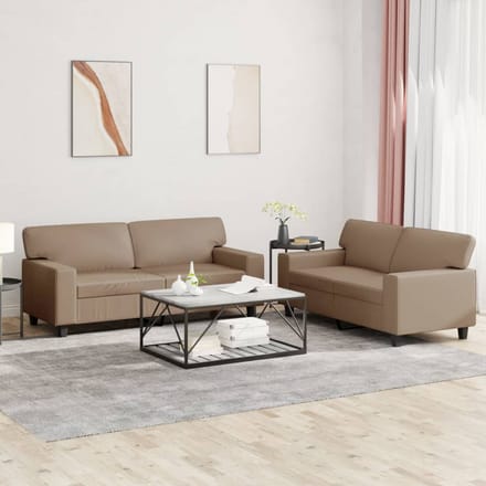 vidaXL - 2-delige - Loungeset - kunstleer - cappuccinokleurig