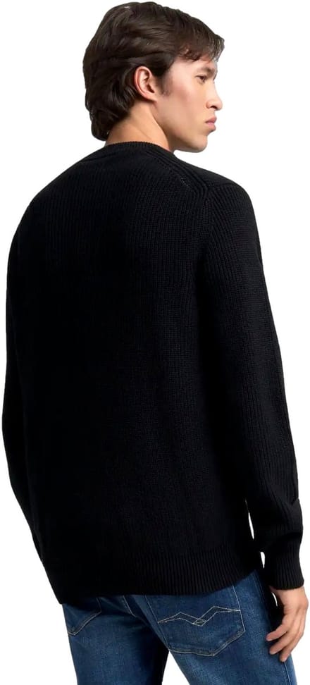 Round Neck Cotton Knitwear with Long Sleeves - Blue Sweaters