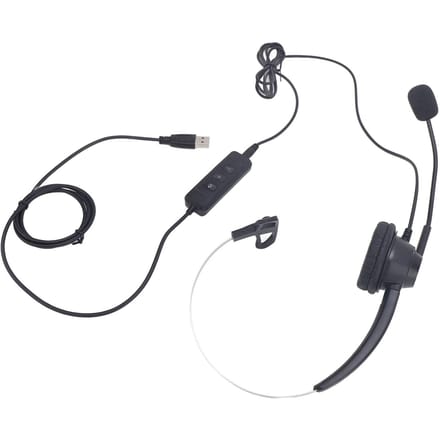 Casque-micro Noir USB vers USB C Câblé 3,5 mm Casque Monaural Support Réglage du Volume du Haut-parleur Suppression du Bruit