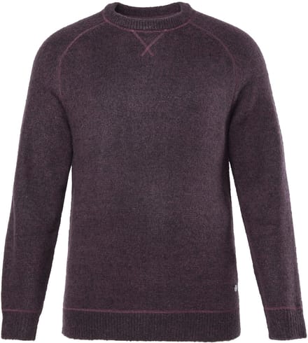 JP 1880 - Heren - Trui CashmereTouch breisel ronde hals - Donker violet - Maat XL