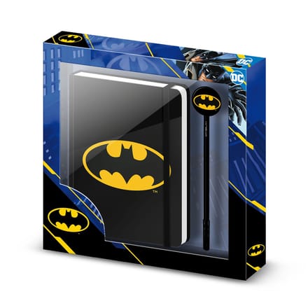 Karactermania - DC Comics - Batman - Batsignaal - Geschenkdoos met Dagboek - Notitieboek - Planner - Schetsboek + balpen - zwart