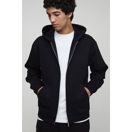 Basic oversized hoodie met ritssluiting | Black | Size Medium