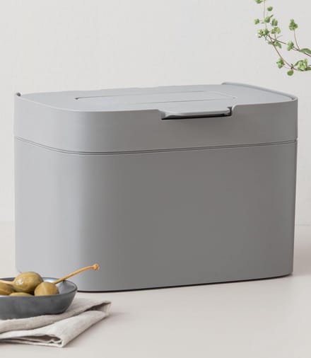 Bio Prullenbak - Compostbak Keuken - Geurvrij Afval - Actief Koolfilter - 45 Liter - Steengrijs