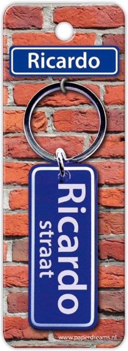 Paper Dreams Sleutelhanger Straatnaam Ricardo 9 Cm Staal Blauw