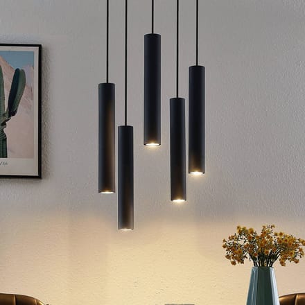 Lindby - hanglamp - 5lichts - staal - H: 40 cm - GU10 - zandzwart
