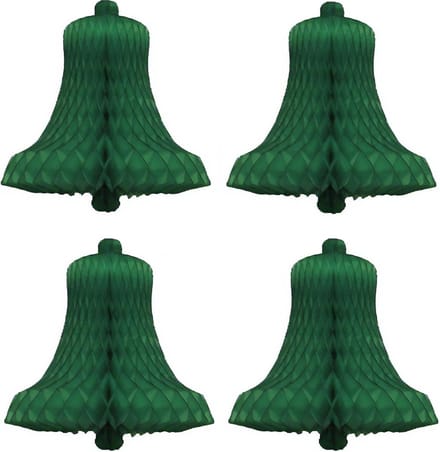 Haza Original Decoratieve Kerstklokken 16 Cm 4 Stuks Donkergroen