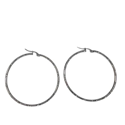 Oorringen bamboe motief 45mm Chirurgisch staal.