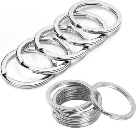 DW4Trading Sleutelringen - 28 mm Platte Uitvoering - Zilverkleurig - Set van 5 Stuks
