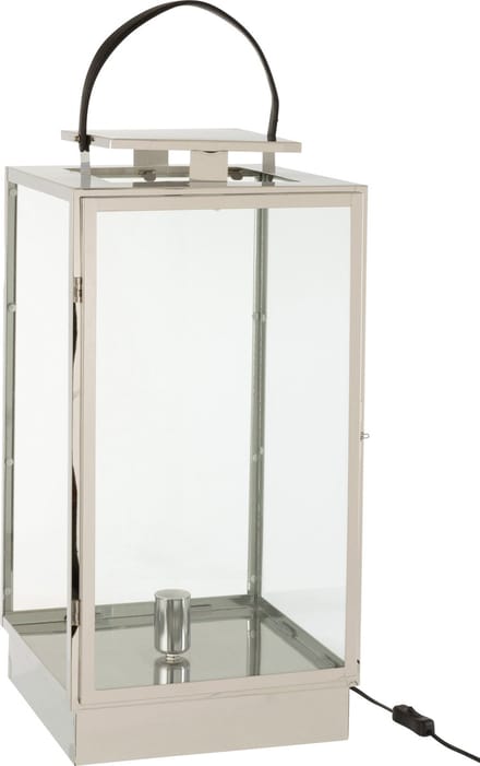 J-Line lantaarn Lamp - metaal/glas - zilver